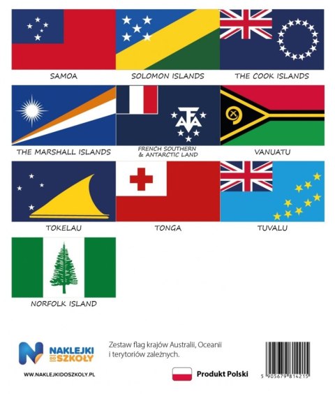 Zestaw flag Australii i Oceanii 50x70 mm Zestaw flag Australii i Oceanii 50x70 mm