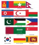 Zestaw flag Azji 50x70 mm