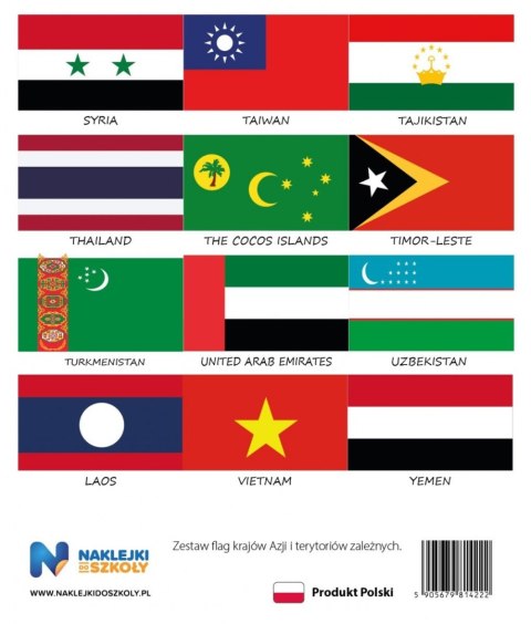 Zestaw flag Azji 50x70 mm Zestaw flag Azji 50x70 mm