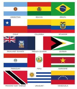 Zestaw flag obu Ameryk 50x70 mm