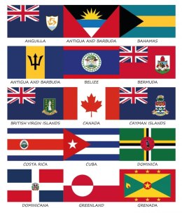 Zestaw flag obu Ameryk 50x70 mm