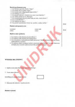 Bilans zdrowia dziecka czteroletniego - druk