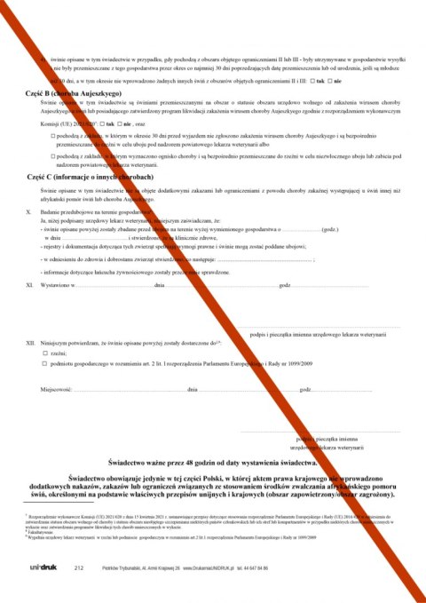 Dla świń pochodzących z zakładów (stad) podejrzanych o zakażenie albo zawieszonych w odniesieniu do choroby Aujeszkyego - A4 Dla świń pochodzących z zakładów (stad) podejrzanych o zakażenie albo zawieszonych w odniesieniu do choroby Aujeszkyego - A4