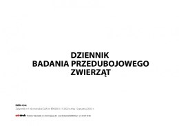 Dziennik badania przedubojowego zwierząt A4 - 50 kart