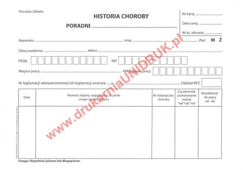 Historia Choroby - druk Historia Choroby - druk