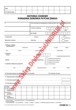 Historia choroby poradni zdrowia psychicznego - druk