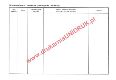 Karta Zdrowia Dziecka - druk Karta Zdrowia Dziecka - druk