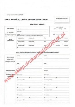 Karta badań do celów epidemiologicznych - druk