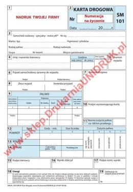 Karta drogowa SM 101 z danymi firmowymi