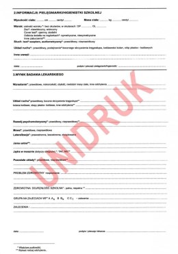 Karta profilaktycznego badania dziecka siedmioletniego - druk