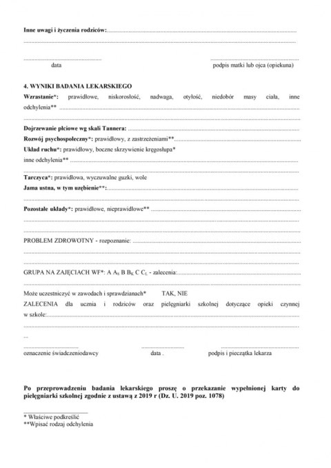 Karta profilaktycznego badania lekarskiego ucznia klasy III SP - druk Karta profilaktycznego badania lekarskiego ucznia klasy III SP - druk