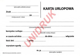 Karta urlopowa - druk