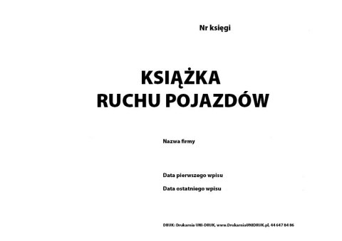 Książka Ruchu Pojazdów A-4 oprawa twarda, numerowana Książka Ruchu Pojazdów A-4 oprawa twarda, numerowana