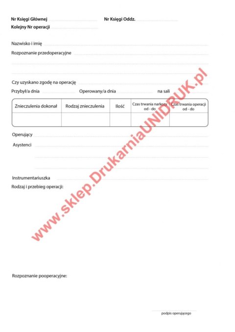 Książka dokonanych operacji A4 - 100 kart - pionowa Książka dokonanych operacji A4 - 100 kart - pionowa