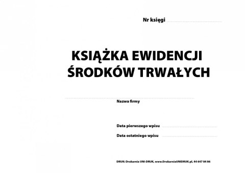 Książka ewidencji środków trwałych A4 oprawa twarda, numerowana Książka ewidencji środków trwałych A4 oprawa twarda, numerowana