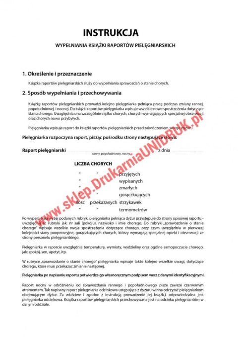 Książka raportów pielęgniarskich A4 - 100 kart Książka raportów pielęgniarskich A4 - 100 kart