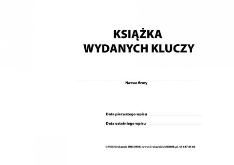 Książka wydanych kluczy A-4 pozioma, oprawa miękka, numerowana Książka wydanych kluczy A-4 pozioma, oprawa miękka, numerowana