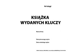 Książka wydanych kluczy A-4 pozioma, oprawa twarda, numerowana