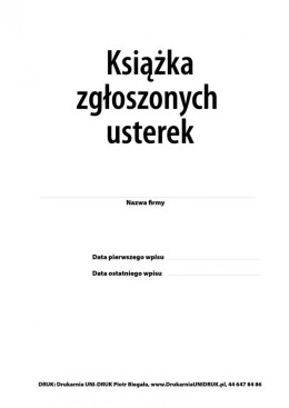 Książka zgłoszonych usterek A4, oprawa twarda