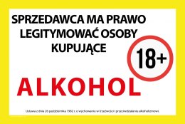 Naklejka 20x30 cm SPRZEDAWCA MA PRAWO LEGITYMOWAĆ OSOBY KUPUJĄCE ALKOHOL