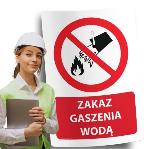 Naklejka 20x30 cm ZAKAZ GASZENIA WODĄ Naklejka 20x30 cm ZAKAZ GASZENIA WODĄ