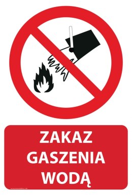 Naklejka 20x30 cm ZAKAZ GASZENIA WODĄ