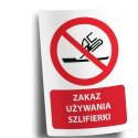 Naklejka 20x30 cm ZAKAZ UŻYWANIA SZLIFIERKI