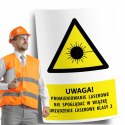 Naklejka 20x30cm UWAGA! PROMIENIOWANIE LASEROWE NIE SPOGLĄDAĆ W WIAZKĘ URZĄDZENIE LASEROWE KLASY 2