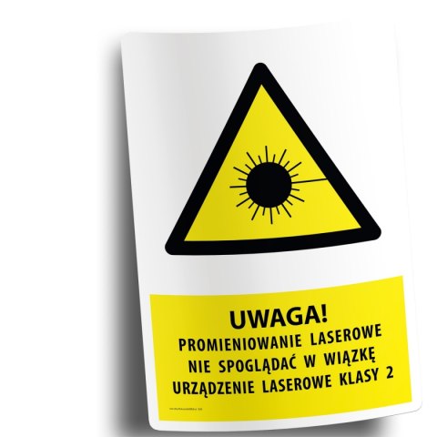 Naklejka 20x30cm UWAGA! PROMIENIOWANIE LASEROWE NIE SPOGLĄDAĆ W WIAZKĘ URZĄDZENIE LASEROWE KLASY 2 Naklejka 20x30cm UWAGA! PROMIENIOWANIE LASEROWE NIE SPOGLĄDAĆ W WIAZKĘ URZĄDZENIE LASEROWE KLASY 2