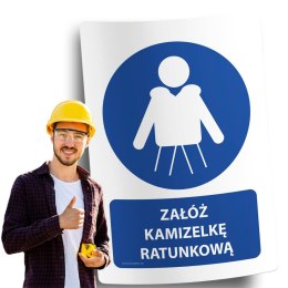 Naklejka 20x30cm ŻAŁÓŻ KAMIZELKĘ RATUNKOWĄ
