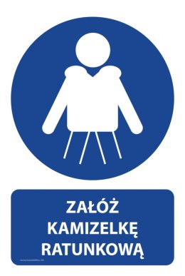 Naklejka 20x30cm ŻAŁÓŻ KAMIZELKĘ RATUNKOWĄ