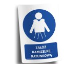 Naklejka 20x30cm ŻAŁÓŻ KAMIZELKĘ RATUNKOWĄ