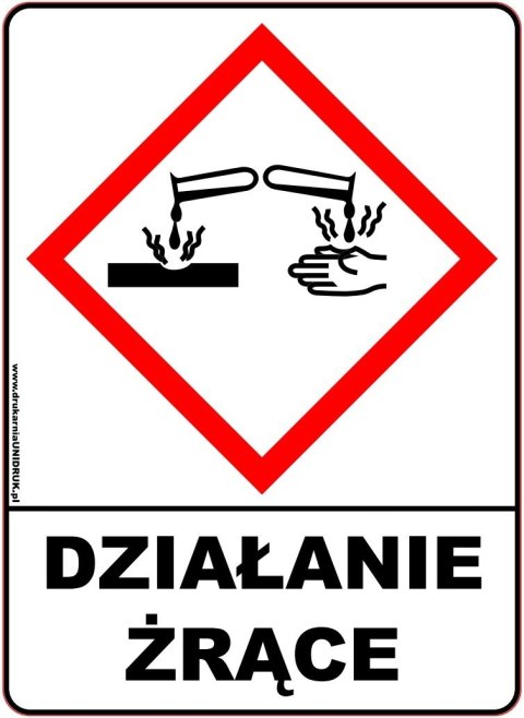 Naklejka ostrzegawcza "Działanie Żrące" GHS05 Naklejka ostrzegawcza "Działanie Żrące" GHS05