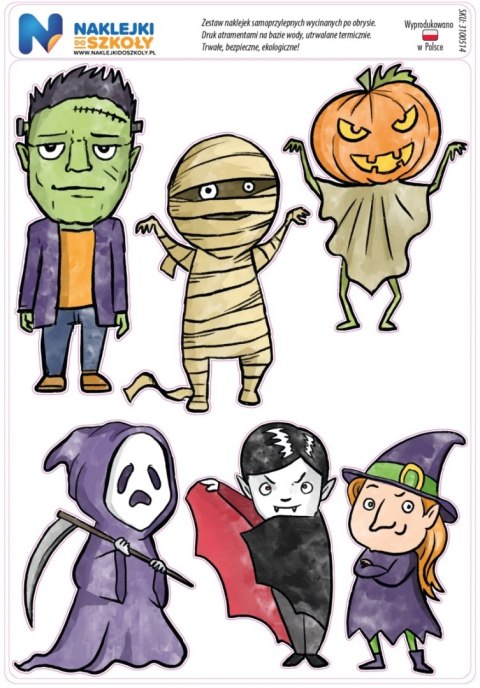 Naklejki Halloween - zestaw 6 sztuk Naklejki Halloween - zestaw 6 sztuk