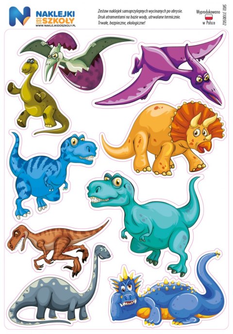 Naklejki z dinozaurami - zestaw 9 sztuk Naklejki z dinozaurami - zestaw 9 sztuk