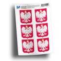 Naklejki z godłem Polski - zestaw 6 sztuk