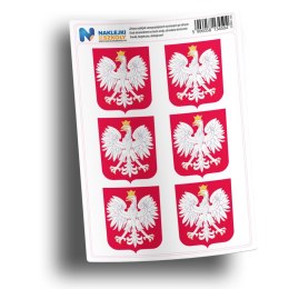Naklejki z godłem Polski - zestaw 6 sztuk