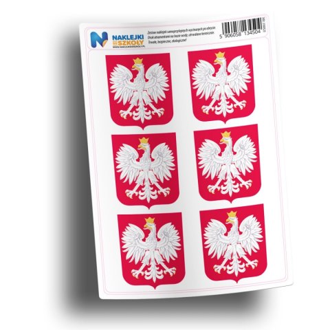Naklejki z godłem Polski - zestaw 6 sztuk Naklejki z godłem Polski - zestaw 6 sztuk