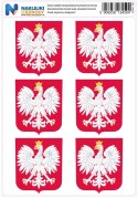 Naklejki z godłem Polski - zestaw 6 sztuk