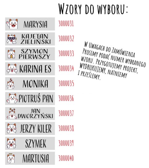 Naprasowanki imienne, imienniki - 48 sztuk Naprasowanki imienne, imienniki - 48 sztuk
