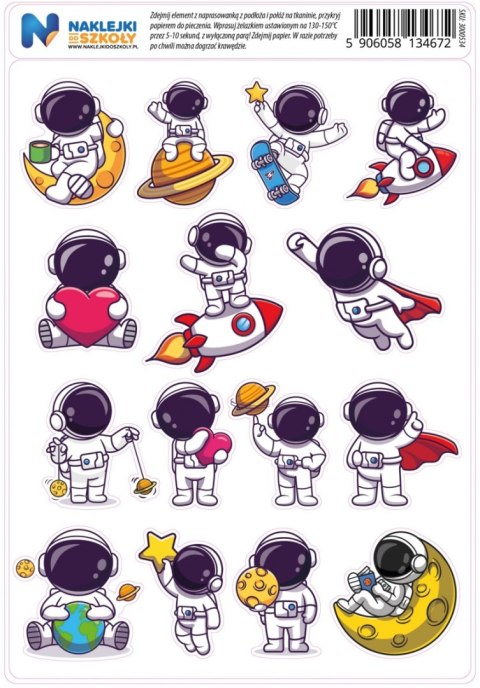 Naprasowanki z astronautą - zestaw 15 sztuk Naprasowanki z astronautą - zestaw 15 sztuk