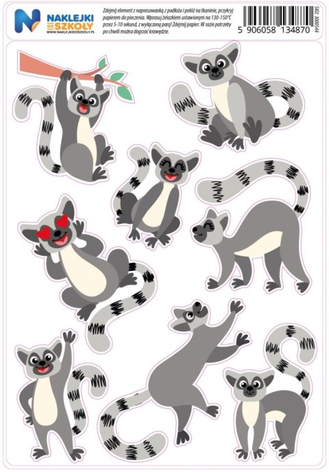 Naprasowanki z lemurami - zestaw 8 sztuk Naprasowanki z lemurami - zestaw 8 sztuk