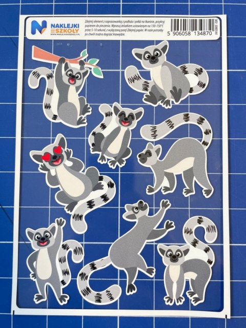 Naprasowanki z lemurami - zestaw 8 sztuk Naprasowanki z lemurami - zestaw 8 sztuk