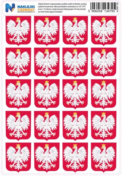 Naprasowanki z polskim godłem - zestaw 20 sztuk Naprasowanki z polskim godłem - zestaw 20 sztuk