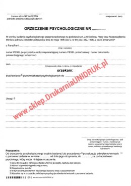 Orzeczenie psychologiczne - kierowcy, operatorzy maszyn - MULTIKOPIA - druk