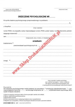Orzeczenie psychologiczne uniwersalne - druk