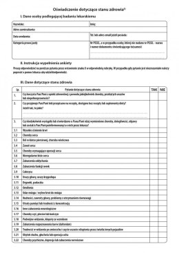 Oświadczenie dotyczące stanu zdrowia kierowcy - druk