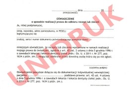 Oświadczenie o sposobie realizacji prawa do odbioru recept - druk