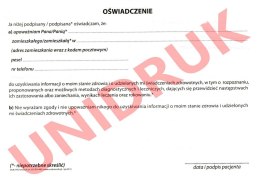 Oświadczenie o upoważnieniu do informacji o stanie zdrowia - druk