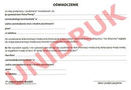 Oświadczenie o upoważnieniu do informacji o stanie zdrowia - druk
